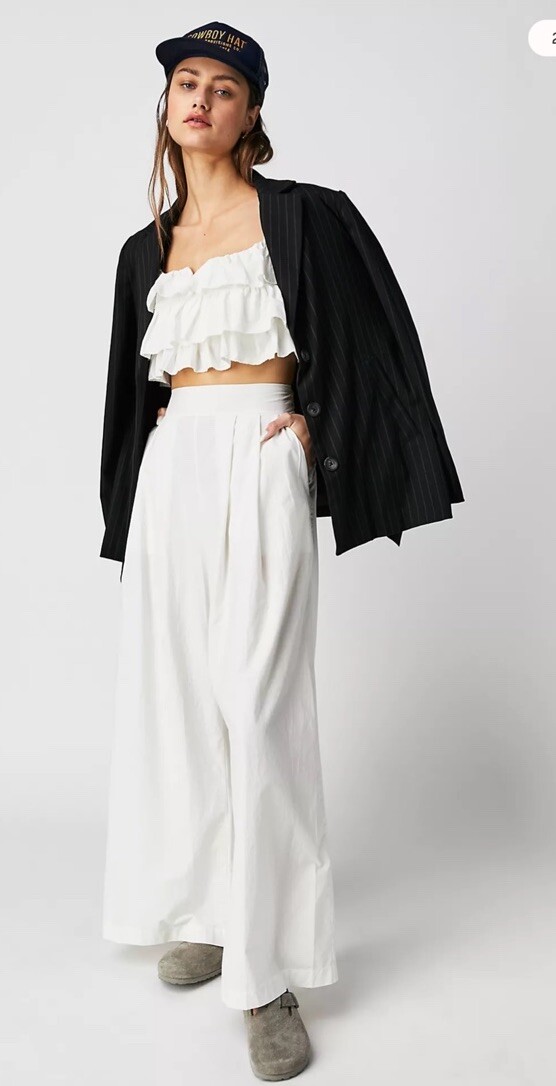 Комплект из широких брюк с высокой посадкой Free People Danelle и укороченного топа с оборками M
