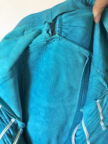 Vintage 90’s Turquoise Leather Hugo Buscati Wiggle Dress, XS/S - Picture 9 of 11