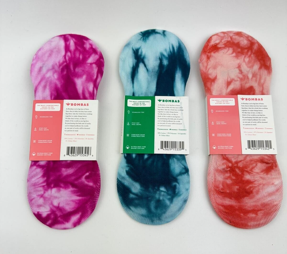 (4) Bombas Lightweight Tie Dye No Show Socks Bombas Women main image 3
