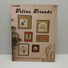 Vintage 1981 Susan Bates Cross Stitch Feline Friends 17050 16 Cat Patterns 27pgs