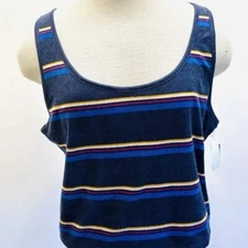 NWT SO GOODS FOR LIFE Juniors Sleeveless Pullover Striped Blue Tank Top Size XL
