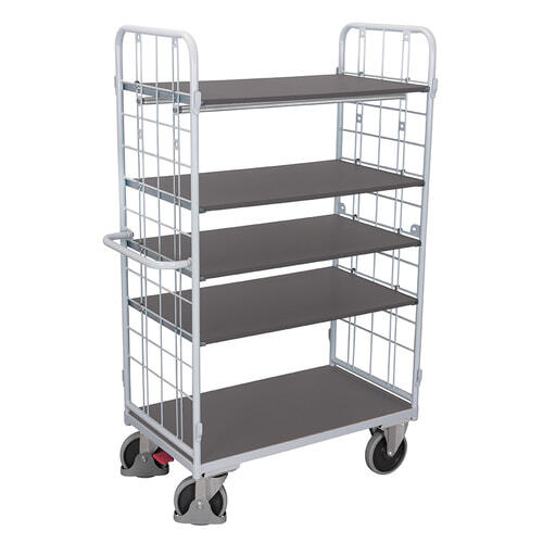 Etagenwagen / 2 Gitterwände / 5 Etagen / grau / Höhe 1.800 mm / Transportwagen - Bild 2 von 3