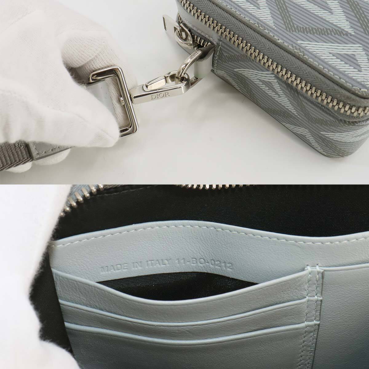 Christian Dior CD Diamond Shoulder Bag PVC Leather Gray