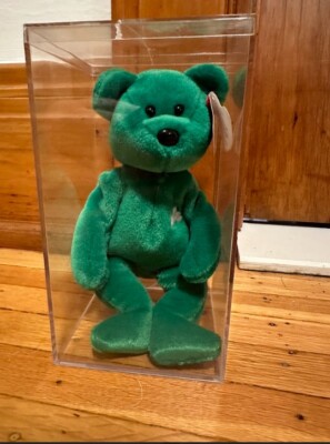 1997 Erin Ty Original Beanie Baby RARE Green Lucky Shamrock Bear w