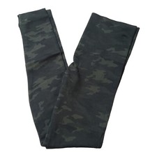 SPANX Look At Me Now Seamless Leggings Women's S Green Camo Ribbed Waist Shaping