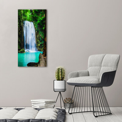 Tableau Déco Sur Verre Trempé "Chute D'eau" - 50x100 Cm, Style Moderne, Neuf