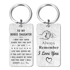 Bonus Daughter Gifts Keychain, I Love You Step Daughter Gifts, Stepdaughter