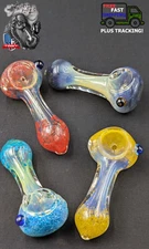 2x - 3" Glass Spoon Hand Pipes Tobacco Bowls - Assorted Colors 004