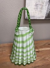 Hand Blown Studio Art Glass Large Purse Handbag Vase Planter 15.5" Tall Geen