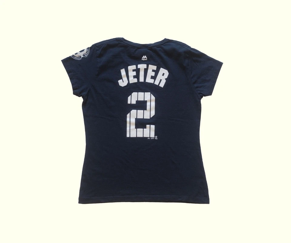 MLB NEW YORK YANKEES BÉISBOL DEREK JETER CAMISETA BEBÉ DE COLECCIÓN Y2K MAJESTUOSA MUJER TALLA M Foto 3 de 4