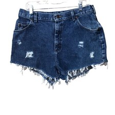 Vintage 90s LEE Denim Cut-Off Shorts Waist 31 Plus Size 16 Hi Rise Destroyed