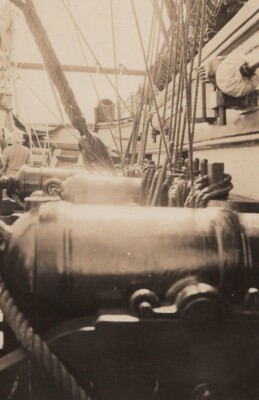 1933 Old Ironsides Close-Up View Deck Sailing Ship Ropes Cannons Maritime 