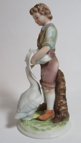 Porzellan Figur Gänse Junge 7 1/2" Japan Cand Srea - Bild 4 von 6