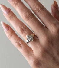 Bezel Set Marquise 1.50CT Moissanite Real 10K Yellow Gold Women Engagement Ring