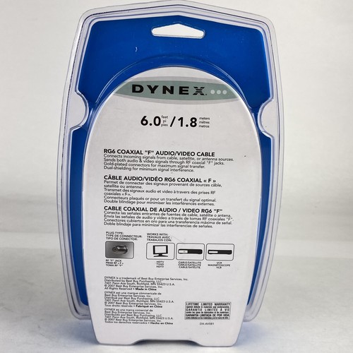 DYNEX DX-AV081 6’ Coaxial Audio/Video Cable Gold Plated “F” Jacks Dual Shielding - Picture 2 of 4