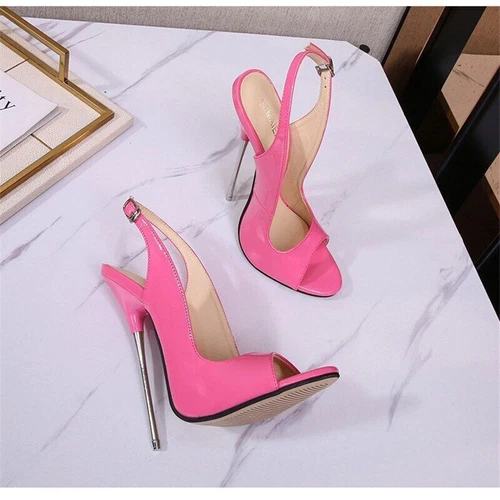 Women 16Cm Super High Heel Sexy Open Toe Stiletto Slingback Shoes Sandals Club - Picture 12 of 25