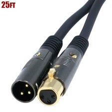 25FT 3-Pin XLR Male to Female Extension Microphone Mic Premium Cable Gold M/F