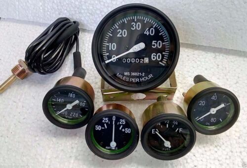 Willys MB Jeep Ford GPW CJ - Speedometer  Temp Oil Fuel  Ampere Gauge Kit- A 5 - Picture 1 of 3