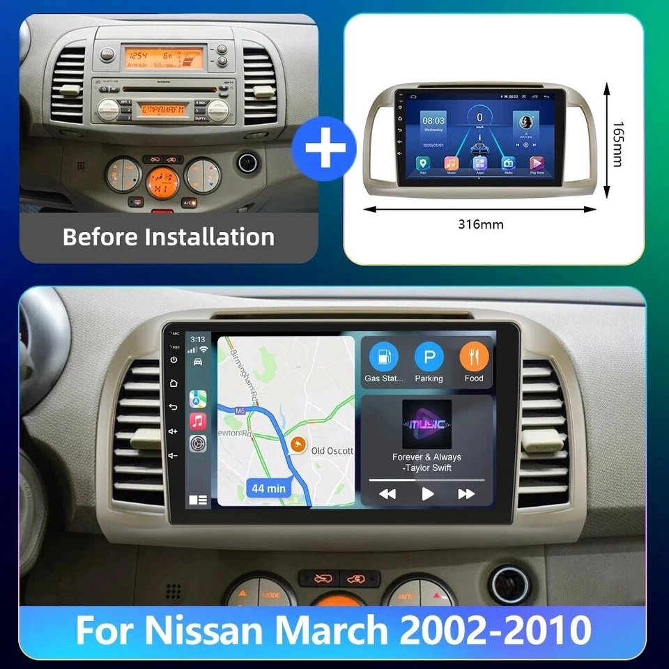 Autoradio Nissan Micra 2002-2010. 1G+16GB, Bluetooth, Wifi, Gps, Música Ecc - Imagen 2 de 4