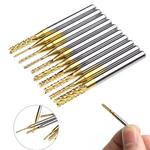 10Pcs 1/8 0.8-3.175mm PCB Drill Bit Engraving Cutter Rotary End Mill Set - Picture 2 of 8