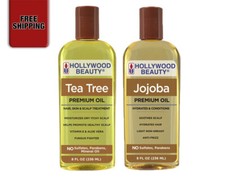  HOLLYWOOD BEAUTY Tea Tree  Jojoba Premium Oil Set 8 fl. oz. each 