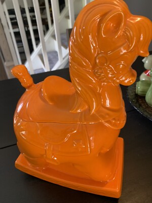 Rare 1956 Alberta s Pottery Rocking Horse Vintage Ceramic Cookie Jar