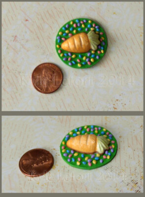 Dollhouse Miniature Easter Carrot Cake And Jelly Beans Platter - OOAK
