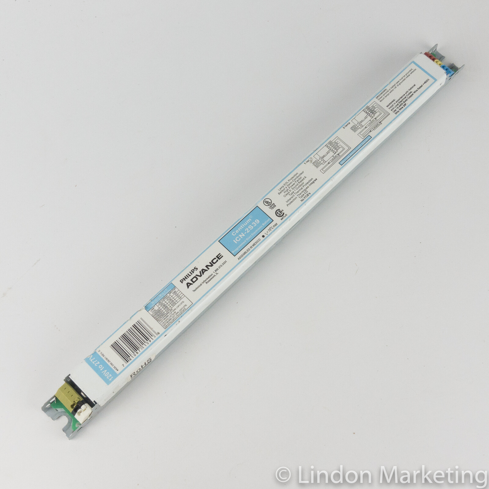 Advance ICN2S39 Electronic Fluorescent Ballast, 2 Lamp, 39W T5HO, 120