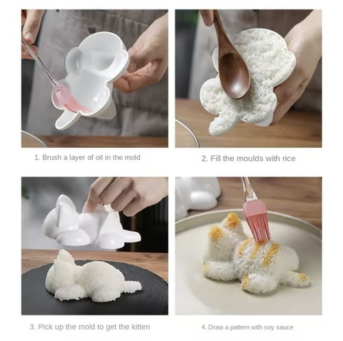 Stampi Onigiri simpatici a forma di animale gatto sushi bambini purè di riso patate zucca purè - Foto 6 di 8