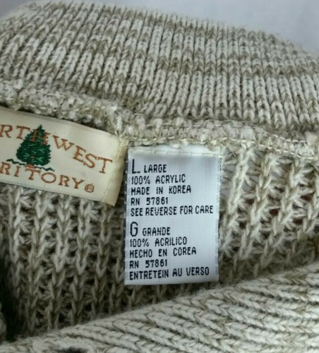 Northwest Territory Men's (L) Beige 1/4 Button Knit 100% Acrylic Grandpa Sweater - Picture 8 of 10