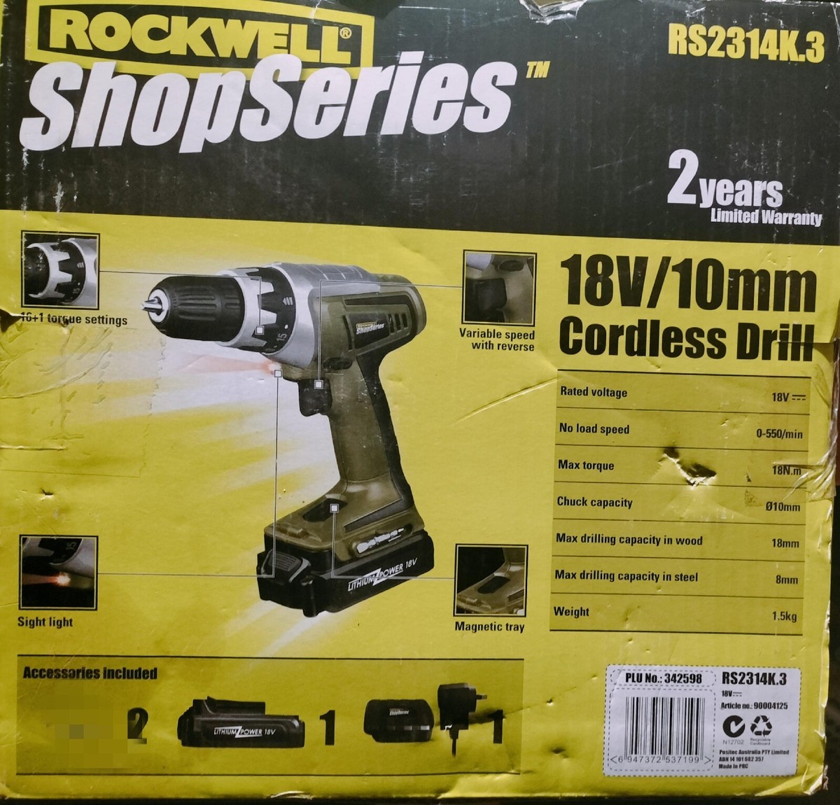 BRAND NEW QUALITY ROCKWELL 18V DRILL KIT DRIVER LITHIUM BATTERY