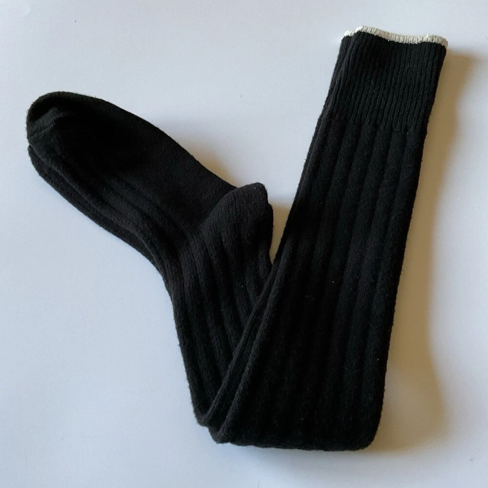 NORDSTROM ABOUND WOMENS OVER THE KNEE SOCKS BLACK WITH WHITE HEM RIBBED OS NWOT - Image 3 of 4