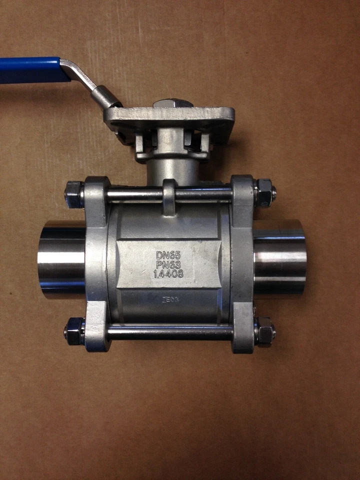 2-1/2" 3 Piece Full Port Ball Valve Weld Ends 316 Stainless Sanitary WOG1000 - Image 3 of 4