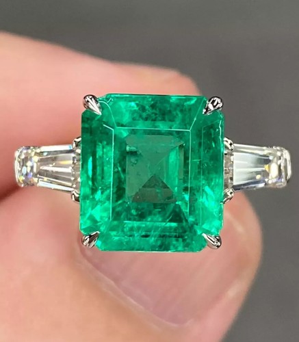 4.5 Karat Vivid Grün Smaragd 925 Sterlingsilber Verlobung Ring - Bild 2 von 8