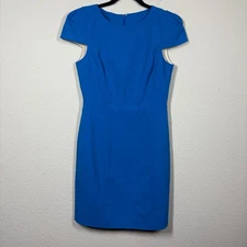 4 Collective Size 4 Cap Sleeves Sheath Mini Dress Royal Blue Career Hourglass