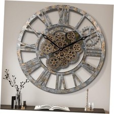 23 Inch Real Moving Gear Wall Clock, Steampunk Wall Clock Gears Rustic,