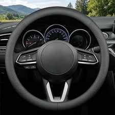 Leather Steering Wheel Cover for Chevy Silverado 1500 2500 3500, 14.5-15 inch...