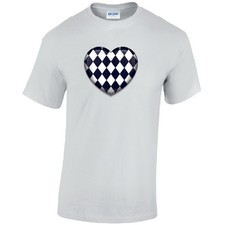 Black Harley Quin Heart Mens Cotton T-Shirt 3 colours 5 sizes Available Printed