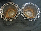 Lot 2 Footed 7" Bowls Pink Old Colony Depression Glass Open Lace Compote 3 Legs