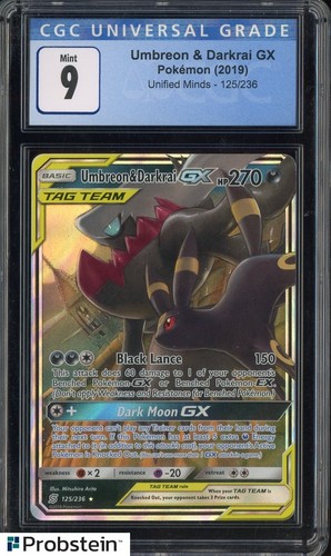 2019 Pokemon Unified Minds Tag Team #125 Umbreon & Darkrai GX CGC 9 MINT