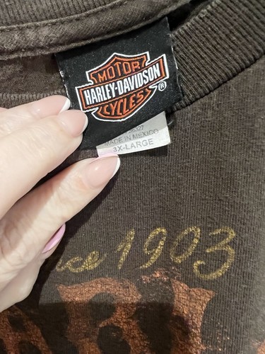 Harley Davidson Brown Skeleton On Bike Front T Shirt 3XL - Picture 3 of 5