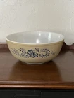 VTG PYREX Bowl #404 Homestead 4 Qt Brown Speckled Blue Floral 10.5"
