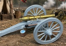American Civil War Style Cannon Replica w/ Brass Barrel NON Moving Wheels 7.25"