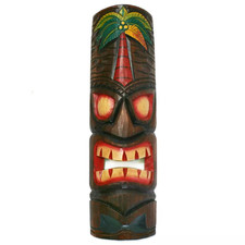 20 In. Tiki Mask Palm Tree Polynesian Wood Art Decoration