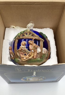 HTF- Fontanini Lighted Nativity Blown Glass Ornament, Roman Exclusive-WORKS