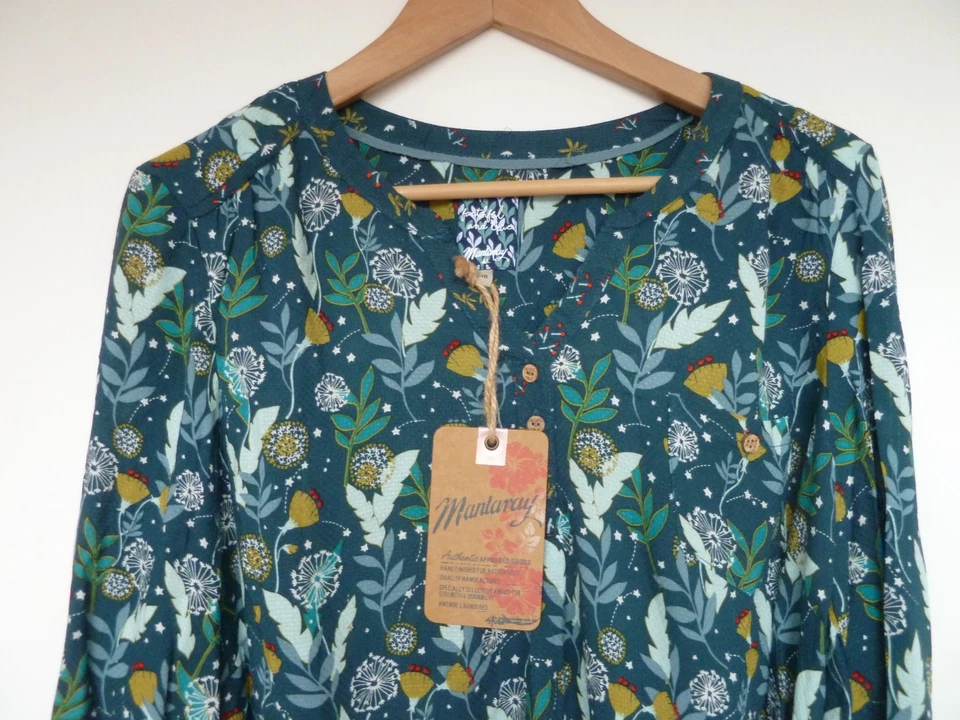 MANTARAY teal blue green yellow white DANDELION blouse shirt Size 18 NEW TAGS - Image 4 of 4