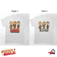 Rush x Peanuts Retro T-Shirt Geddy Lee Alex Lifeson Neil Peart Rock Band Vintage