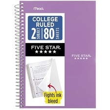 Spiral Notebook, 2 Subject, College Ruled Paper, 6" Pack of 12 Amethyst Purple
