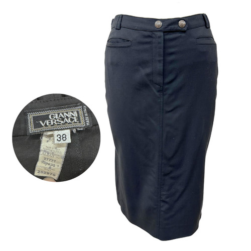 Vintage 1990s Gianni Versace Couture Black Tailored Pencil Skirt