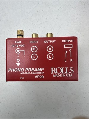 Rolls VP29 Phono Preamp RIAA EQ 2-Channel RCA In/Out Red